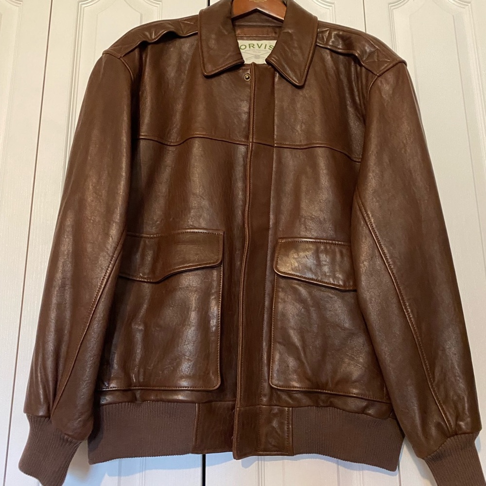 Orvis Mens genuine leather jacket XL